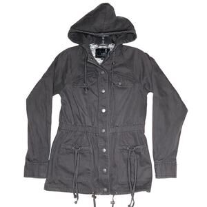 Buffalo Outerwear David Bitton Womens Utility Military Hooded Jacket Small Gray